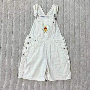 VTG Y2K Winnie the Pooh white denim overalls size small Disney punk summer